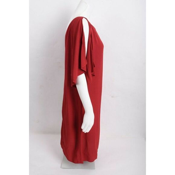Theory Andzelika Rosina Crepe Slit Sleeve Shift Dress Red Size 10 Party Cocktail - Picture 6 of 8